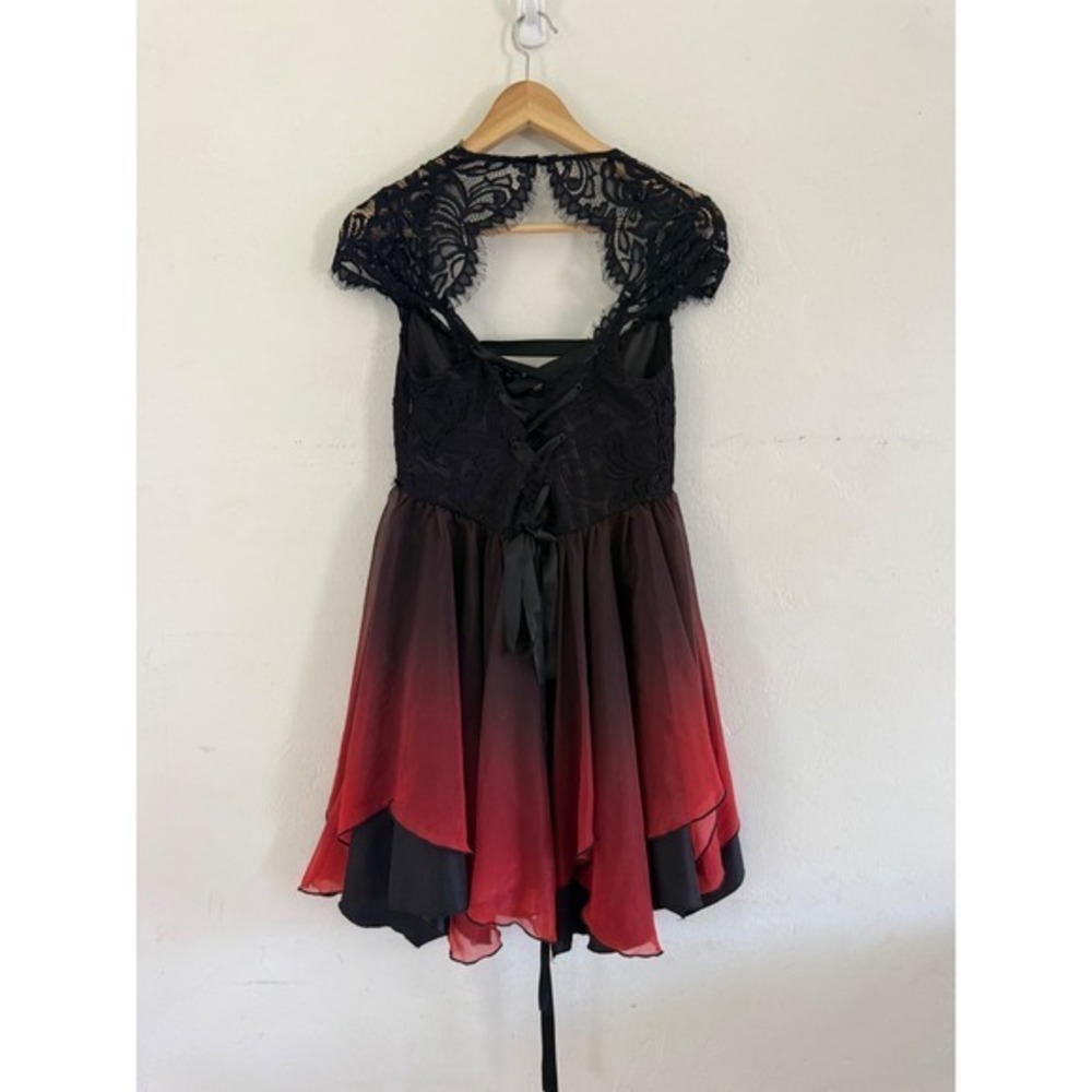 Dolls Kill Unholy Black Red Ombre Lace Corset Babydoll Gothic Dress Med - Picture 7 of 13
